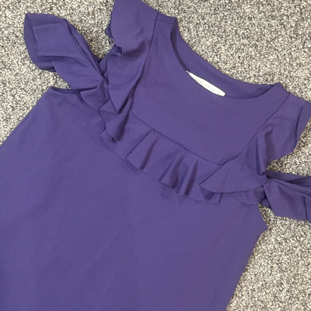 Susana Monaco Purple Cold-Shoulder Ruffle Top - Picture 3 of 6